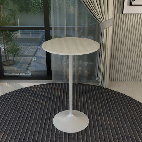 Verve Bar Height Dining Table with Round MDF/Sintered Stone/Resin Top and White Stainless Steel Pedestal Base