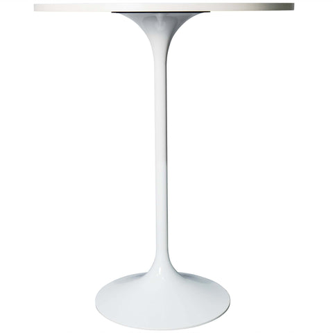 Verve Bar Height Dining Table with Round MDF/Sintered Stone/Resin Top and White Stainless Steel Pedestal Base
