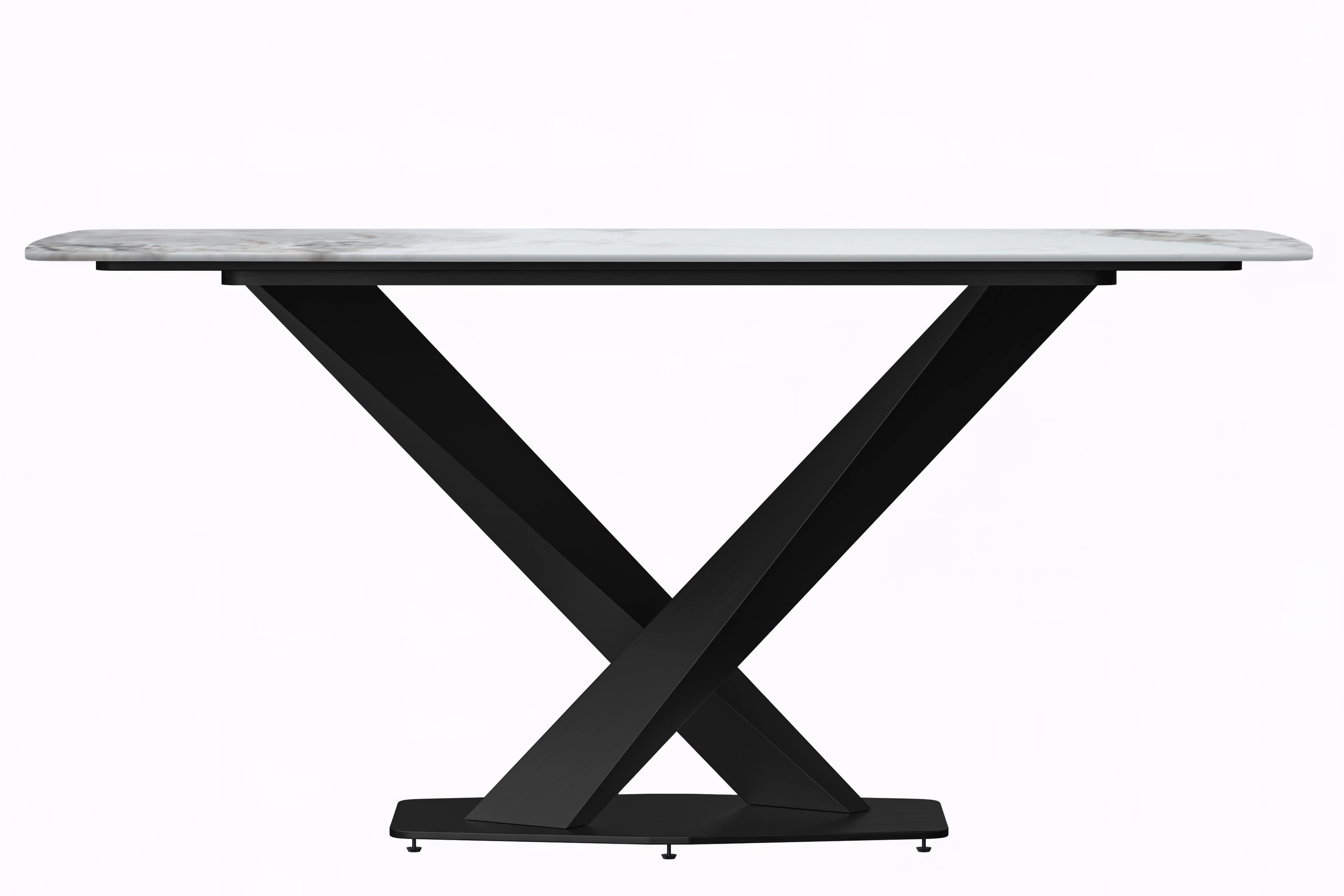 Voren Dining Table with Rectangular Tabletop with Gold/Black Stainless Steel Base