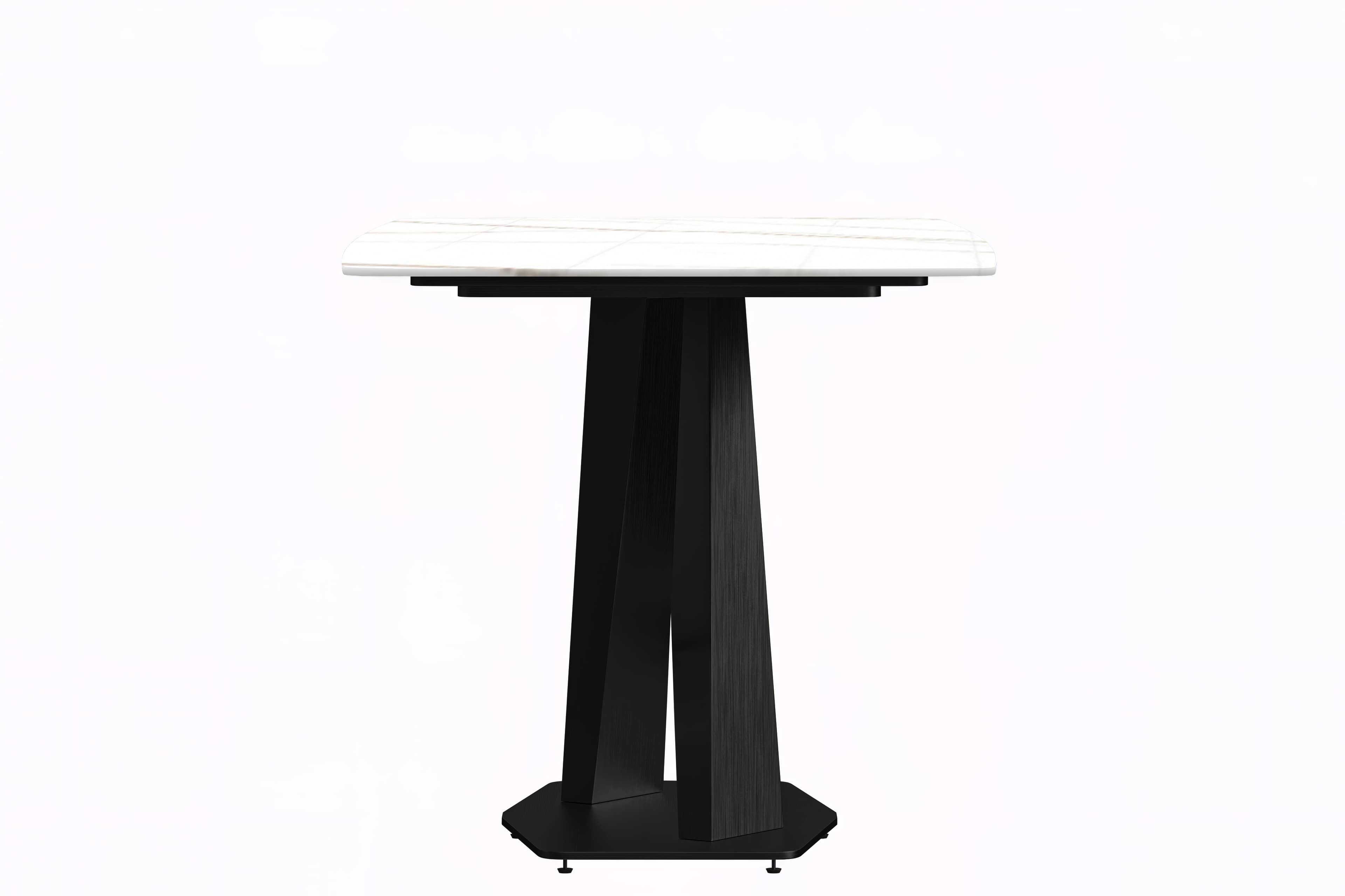 Voren Dining Table with Rectangular Tabletop with Gold/Black Stainless Steel Base