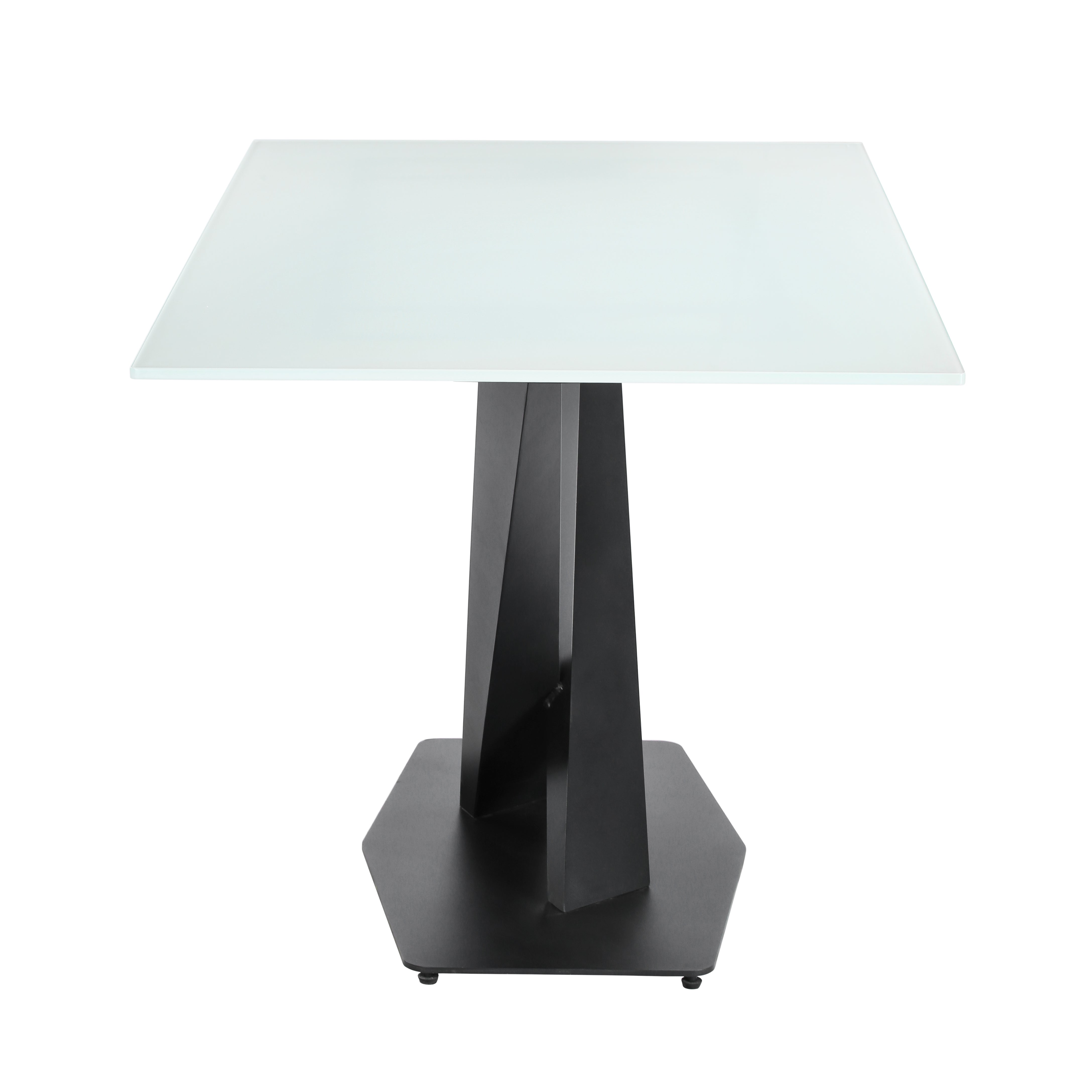 Voren Rectangular Dining Table with Glass Tabletop in Stainless Steel Pedestal Base