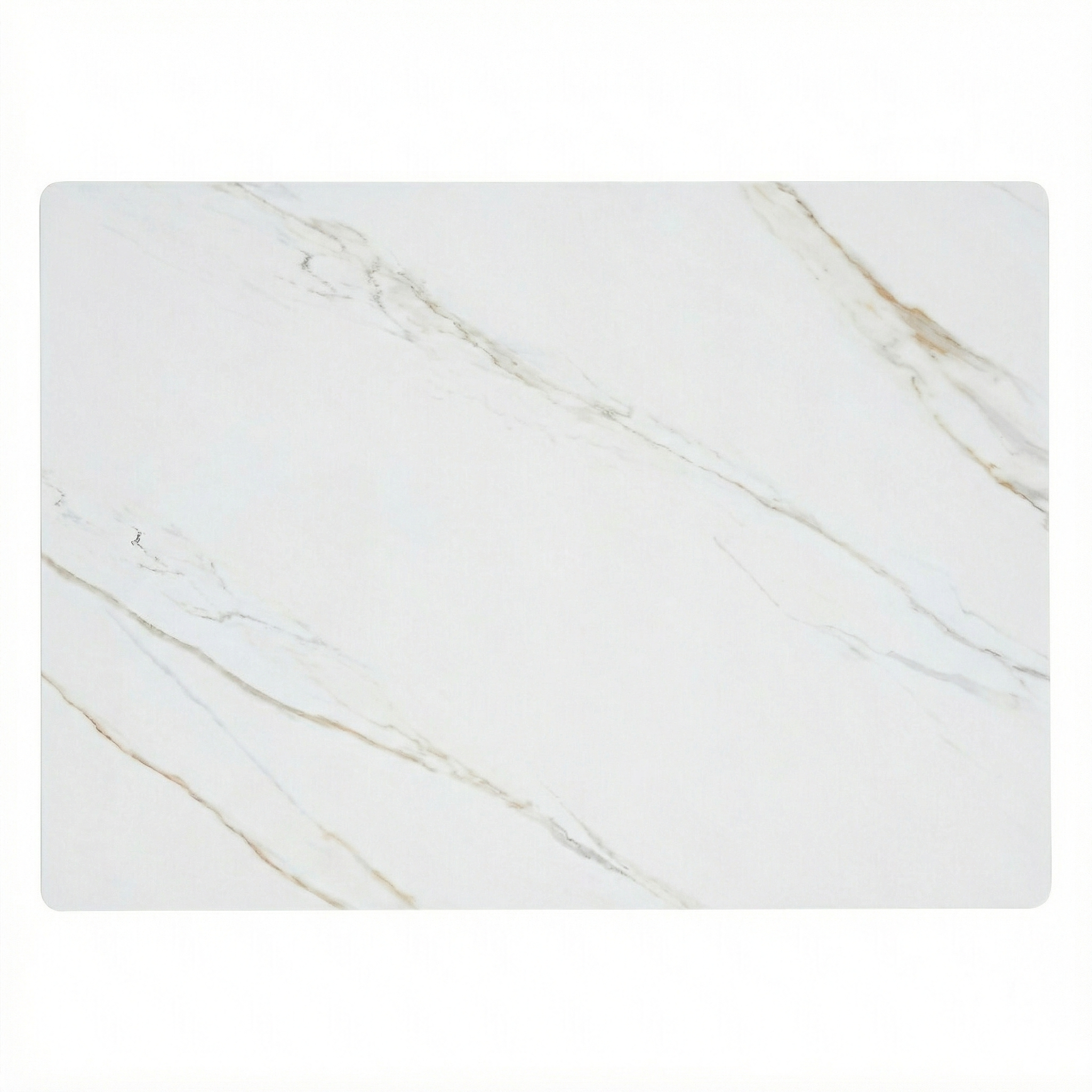 Voren Rectangular Dining Table with Sintered Stone / Glass Tabletop in Stainless Steel Double Pedestal Base