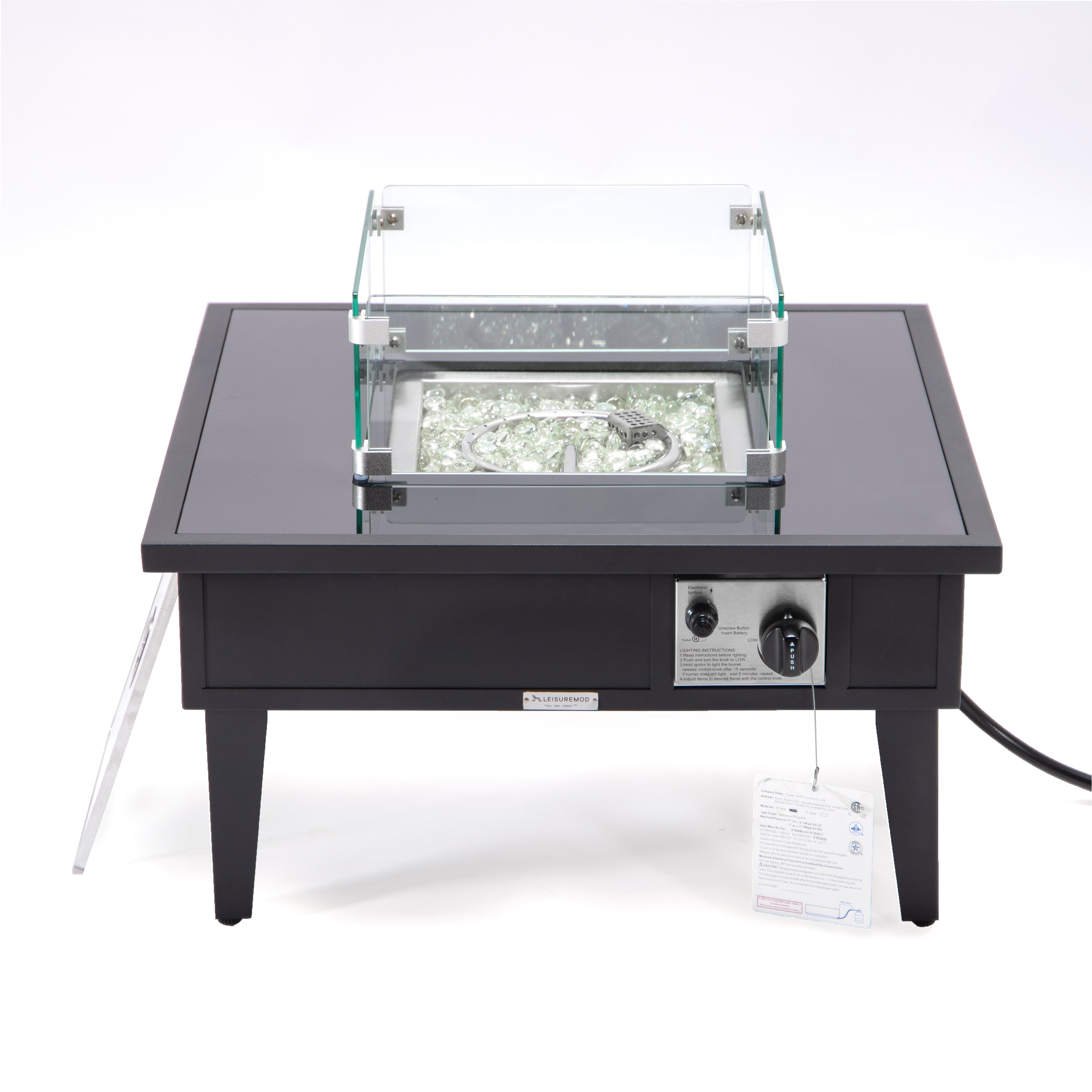 Walbrooke Modern Outdoor Square Fire Pit Table with Powder-Coated Aliuminum Frame Slats/Non Slats Design