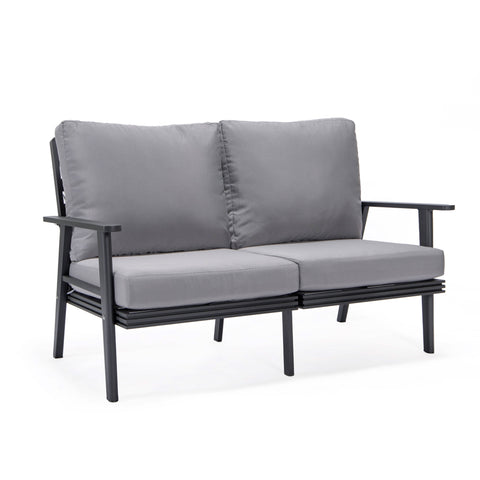 Walbrooke Modern Outdoor Patio Loveseat – Black, Brown, White, or Grey Frame & Removable Cushions