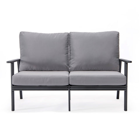 Walbrooke Modern Outdoor Patio Loveseat – Black, Brown, White, or Grey Frame & Removable Cushions