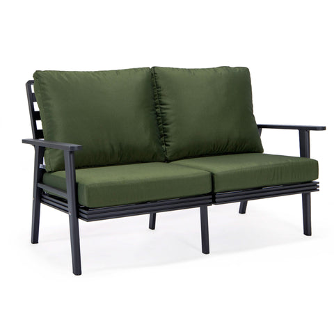 Walbrooke Modern Outdoor Patio Loveseat – Black, Brown, White, or Grey Frame & Removable Cushions