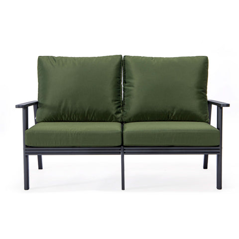 Walbrooke Modern Outdoor Patio Loveseat – Black, Brown, White, or Grey Frame & Removable Cushions