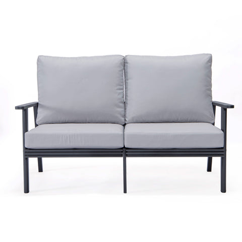Walbrooke Modern Outdoor Patio Loveseat – Black, Brown, White, or Grey Frame & Removable Cushions