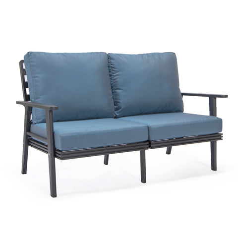 Walbrooke Modern Outdoor Patio Loveseat – Black, Brown, White, or Grey Frame & Removable Cushions