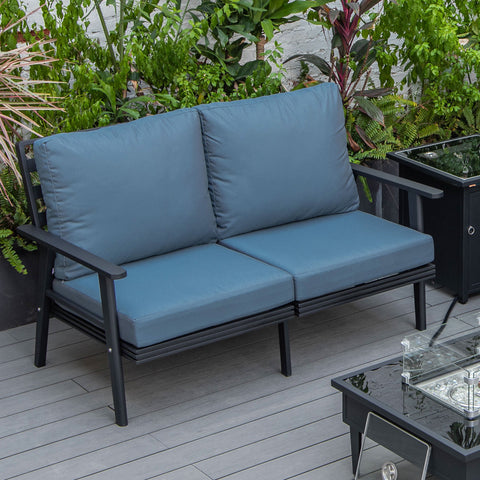 Walbrooke Modern Outdoor Patio Loveseat – Black, Brown, White, or Grey Frame & Removable Cushions