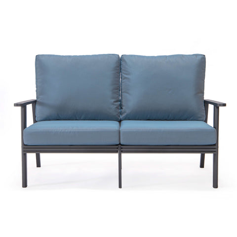 Walbrooke Modern Outdoor Patio Loveseat – Black, Brown, White, or Grey Frame & Removable Cushions