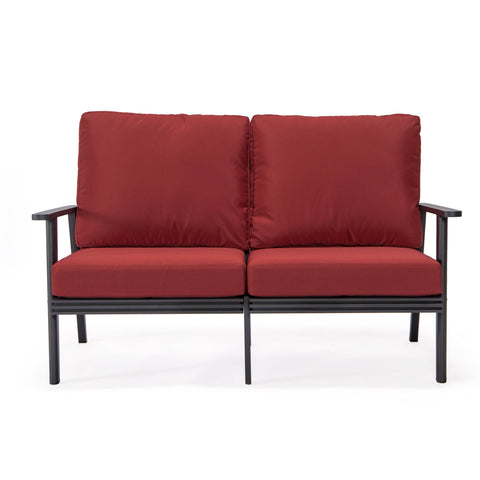 Walbrooke Modern Outdoor Patio Loveseat – Black, Brown, White, or Grey Frame & Removable Cushions