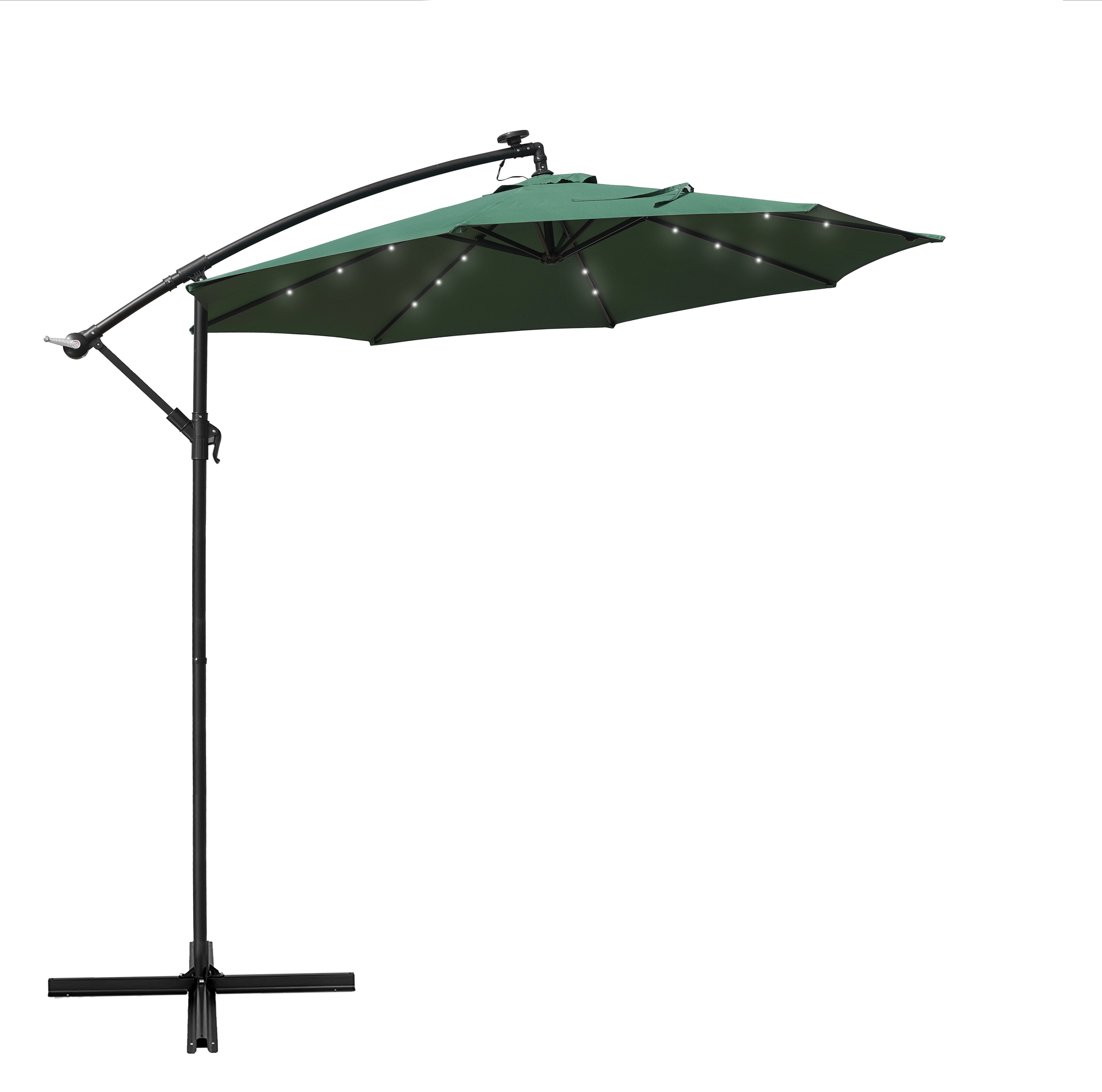 Willry Modern Outdoor 10 Ft Offset Cantilever Hanging Patio Umbrella With Solar Powered LED