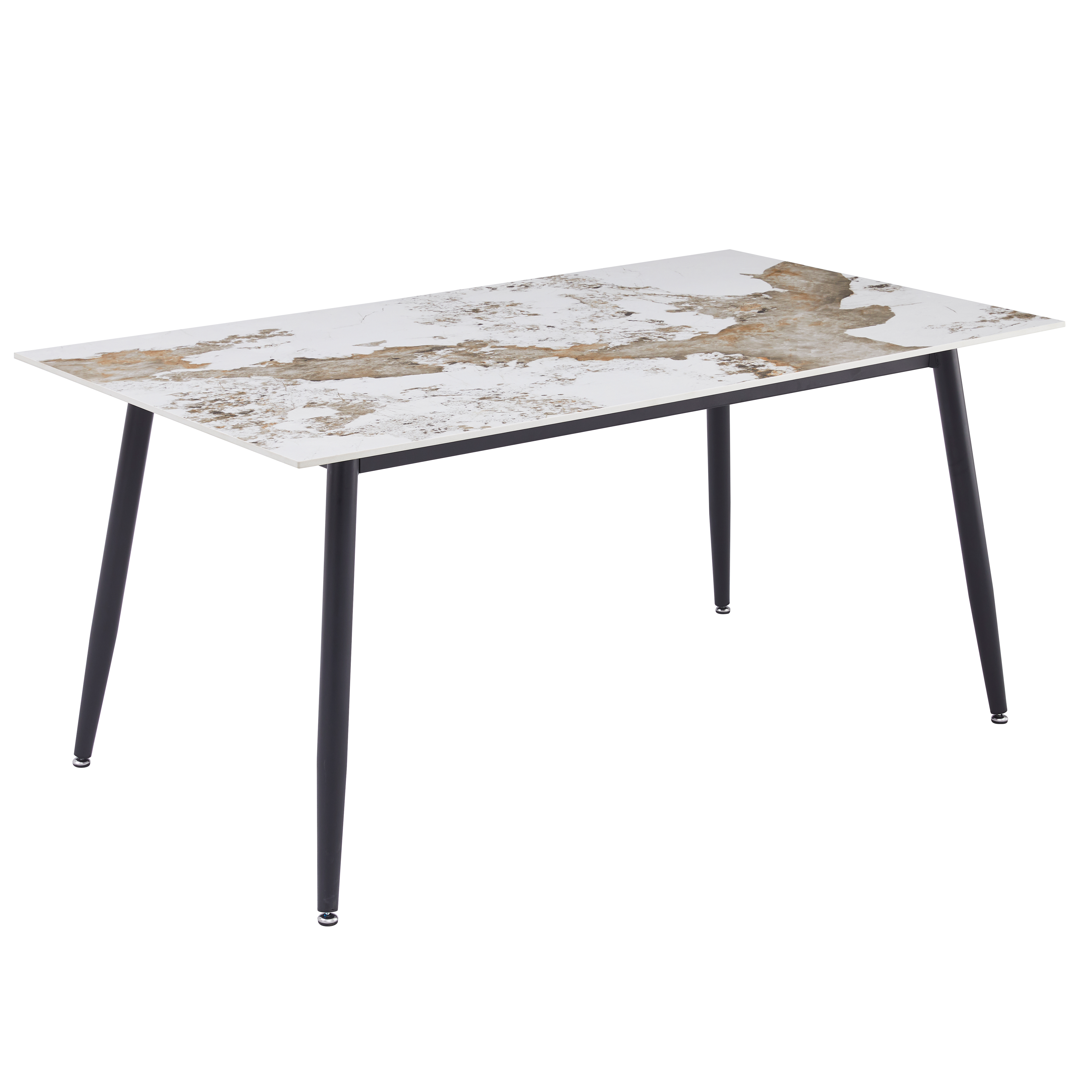Zayle Rectangular Dining Table with a Sintered Stone Tabletop and a Stainless Steel Base