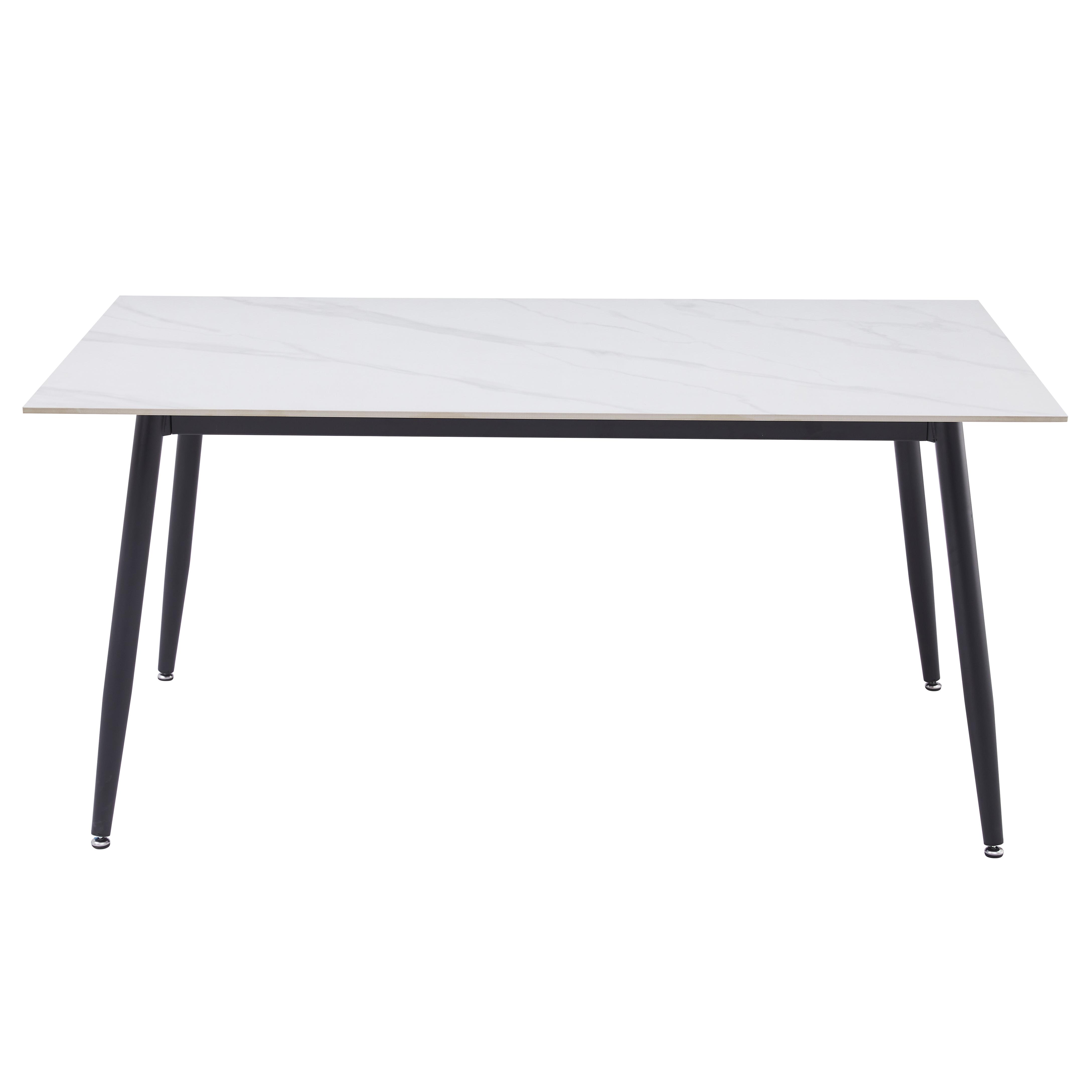 Zayle Rectangular Dining Table with a Sintered Stone Tabletop and a Stainless Steel Base