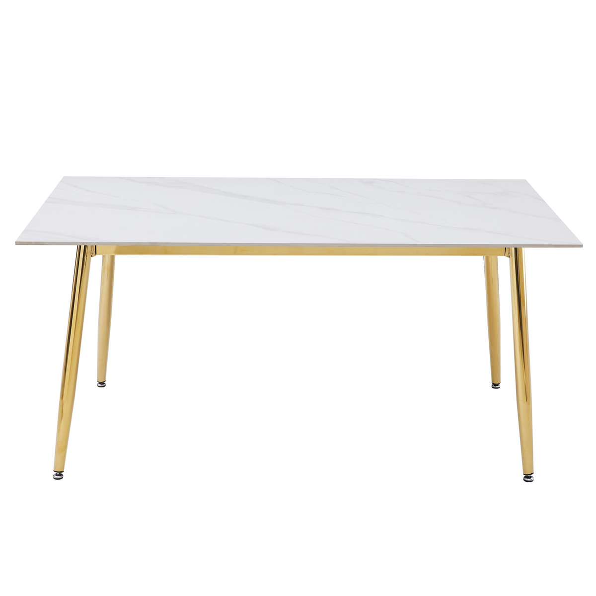 Zayle Rectangular Dining Table with a Sintered Stone Tabletop and a Stainless Steel Base