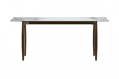 Zinti Rectangular Dining Table with Glass/Sintered Stone Tabletop and Steel Base