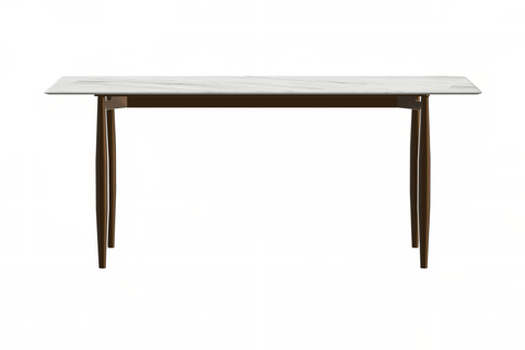 Zinti Rectangular Dining Table with Glass/Sintered Stone Tabletop and Steel Base