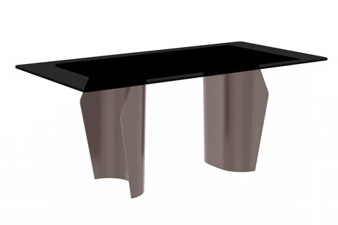 LeisureMod Zelan Mid-Century Modern Dining Table with Rectangular Glass or  Sintered Stone Tabletop and Steel Legs