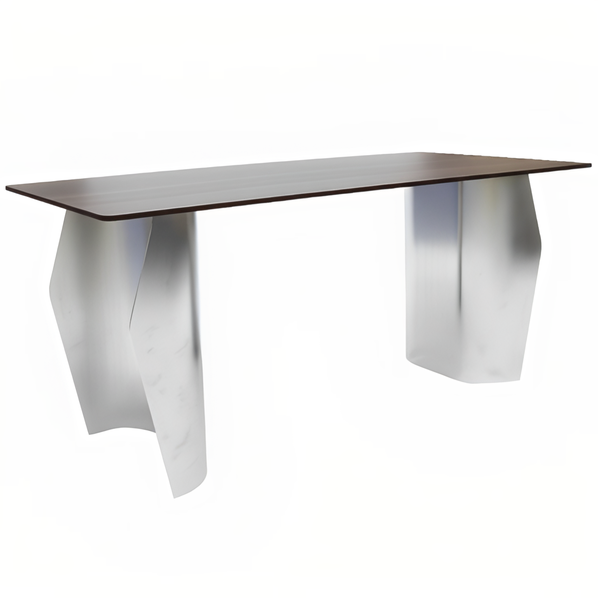 Zelan Dining Table with Rectangular Sintered Stone Tabletop and Stainless Steel Legs