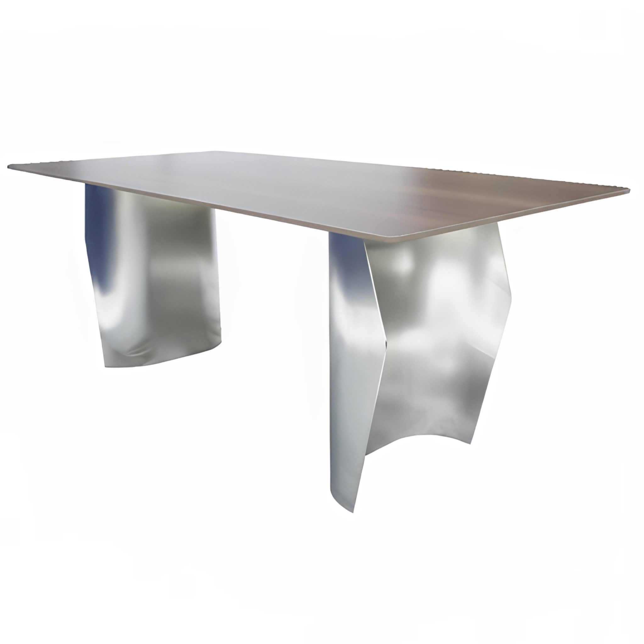 Zelan Dining Table with Rectangular Sintered Stone Tabletop and Stainless Steel Legs