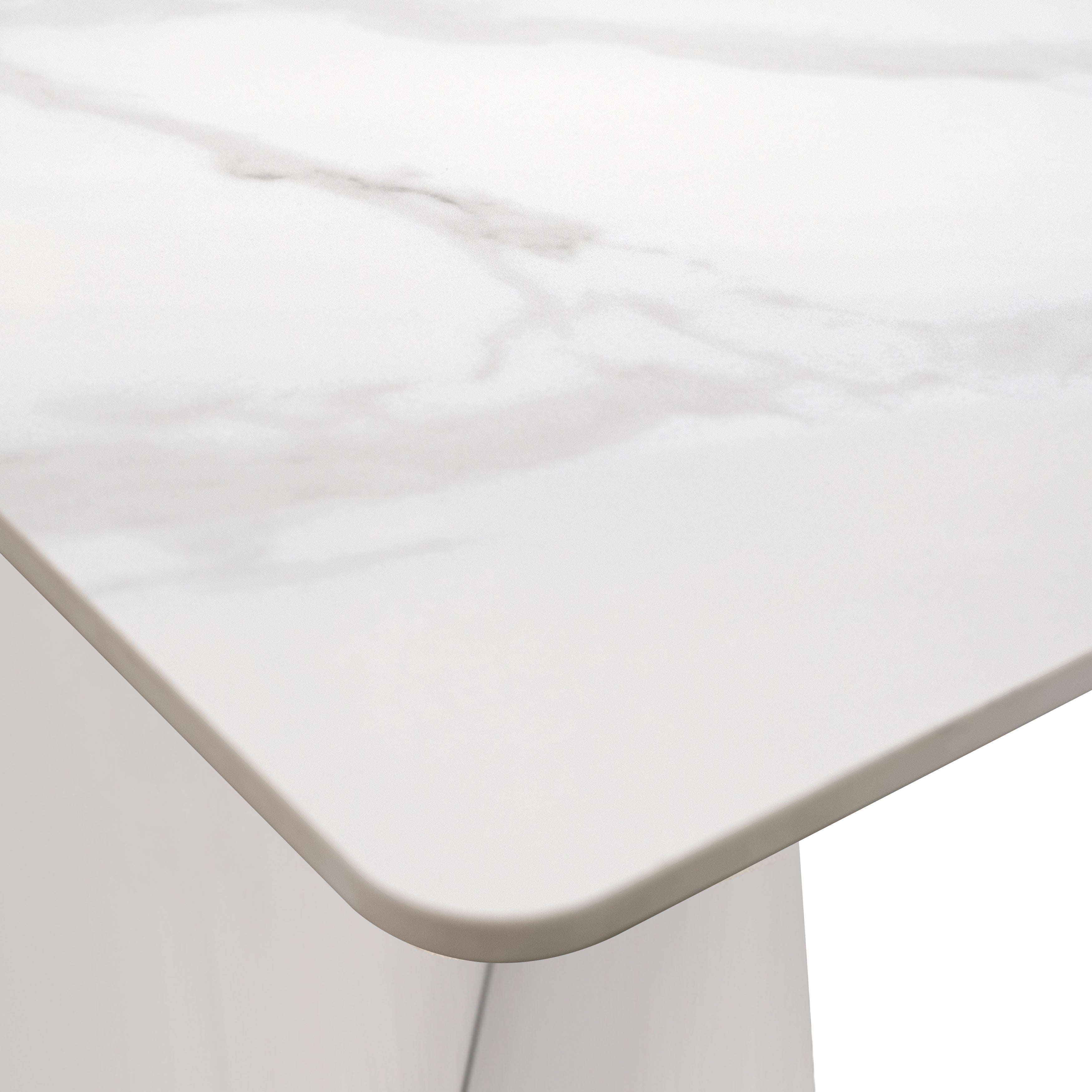 Zelan Dining Table with Rectangular Sintered Stone Tabletop and Stainless Steel Legs