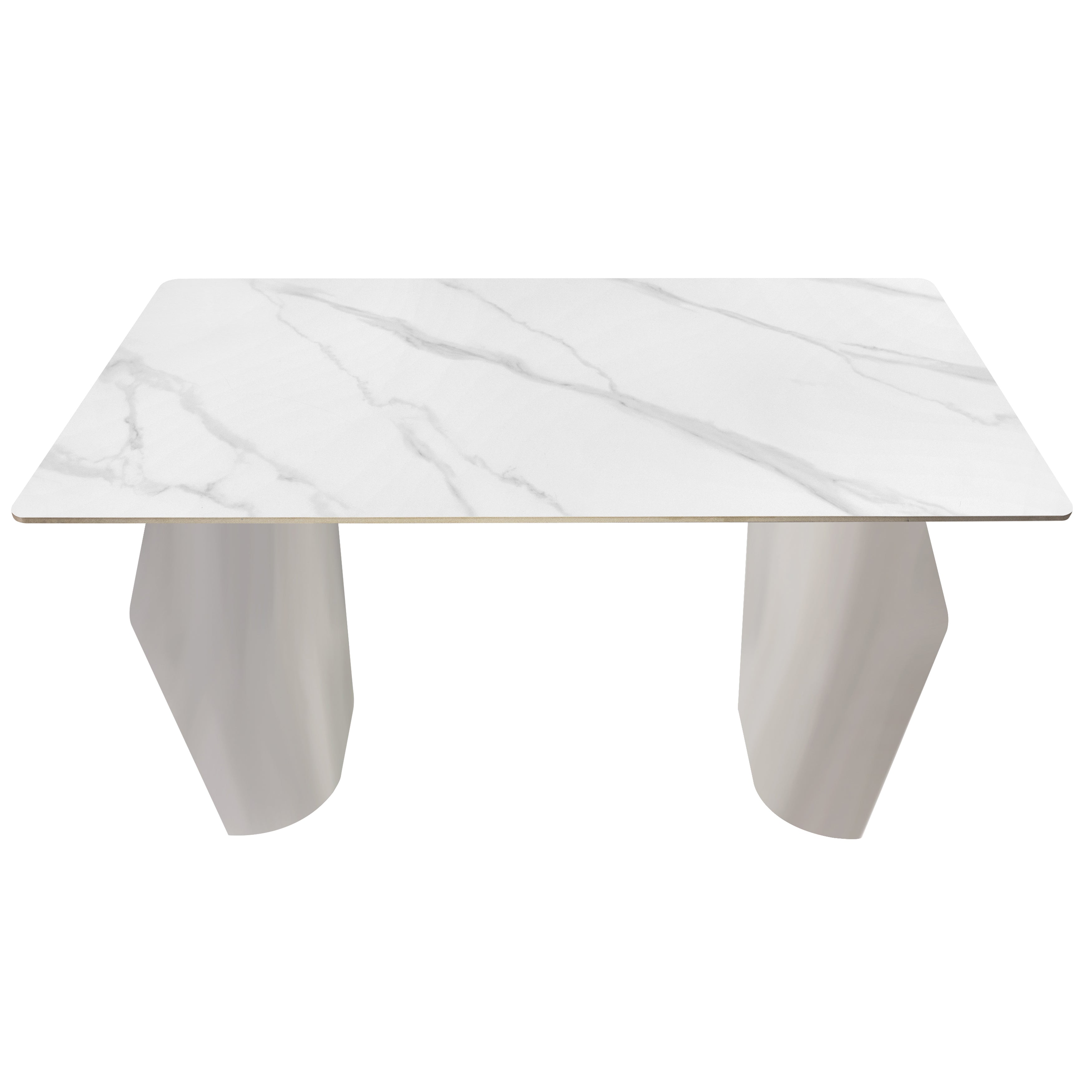 Zelan Dining Table with Rectangular Sintered Stone Tabletop and Stainless Steel Legs