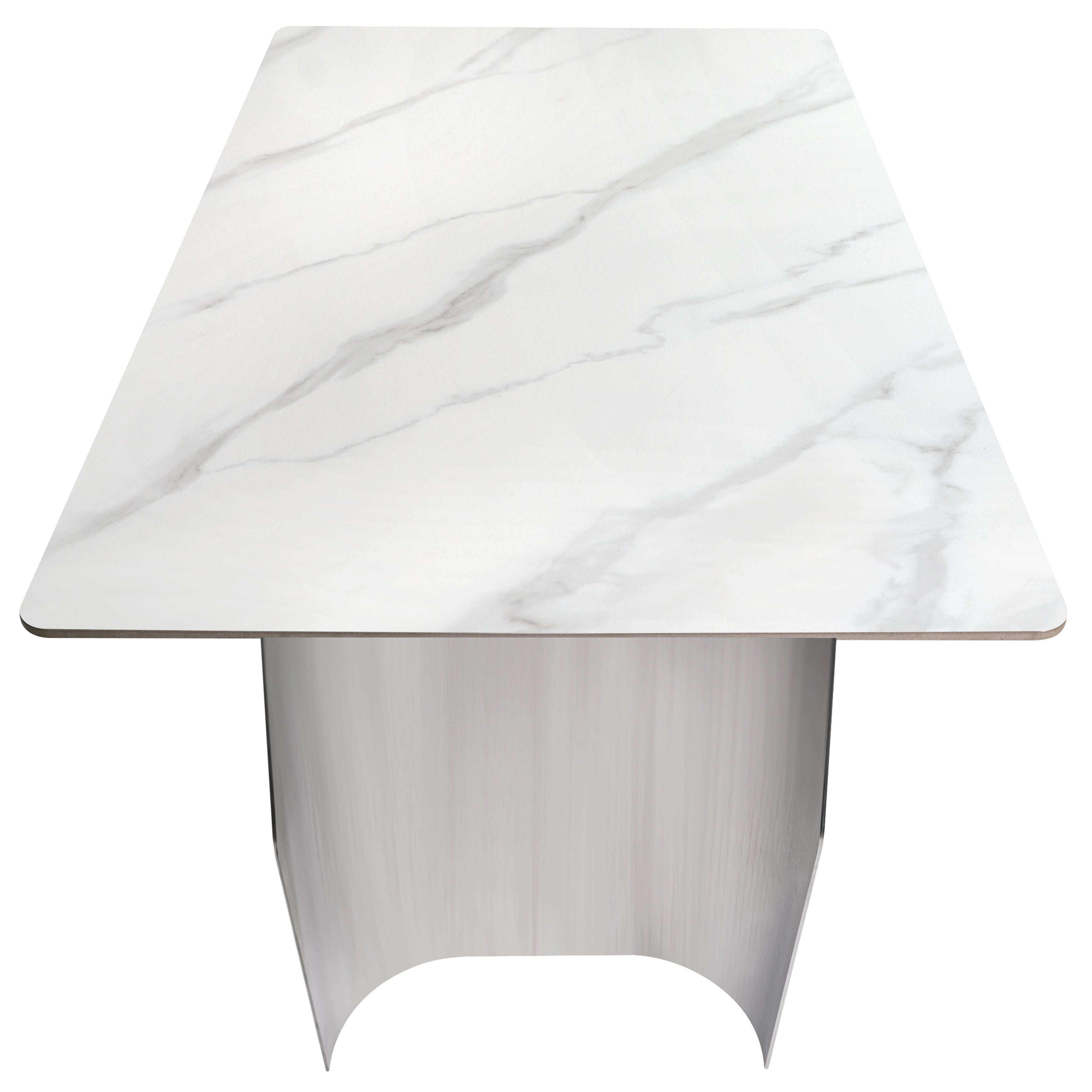 Zelan Dining Table with Rectangular Sintered Stone Tabletop and Stainless Steel Legs