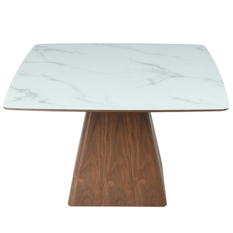 Zephyr 47" Square Dining Table with Sintered Stone/Ash Wood Tabletop and Iron Base