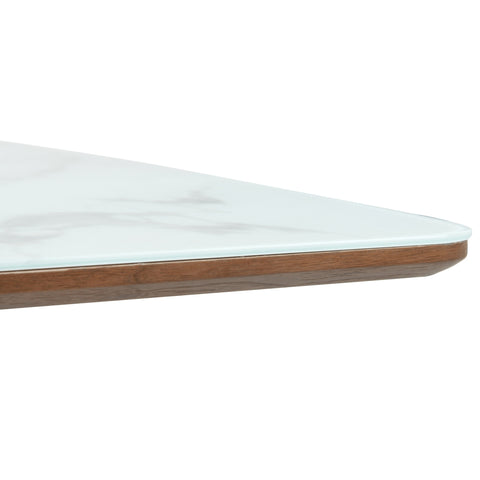Zephyr 47" Square Dining Table with Sintered Stone/Ash Wood Tabletop and Iron Base