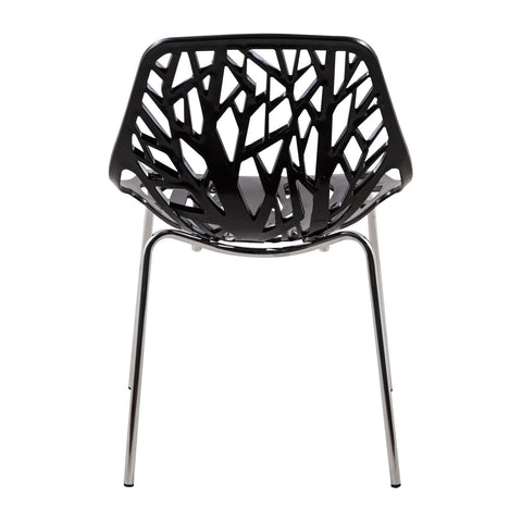 Asbury Polypropylene Dining Side Chair with Forest Cut-Out Design in Chrome