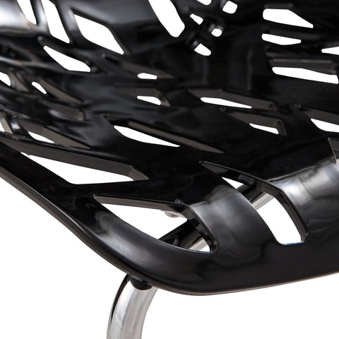 Asbury Polypropylene Dining Side Chair with Forest Cut-Out Design in Chrome