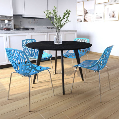 Asbury Polypropylene Dining Side Chair with Forest Cut-Out Design in Chrome
