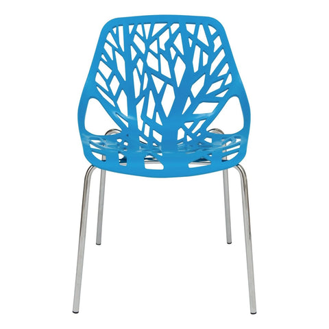 Asbury Polypropylene Dining Side Chair with Forest Cut-Out Design in Chrome