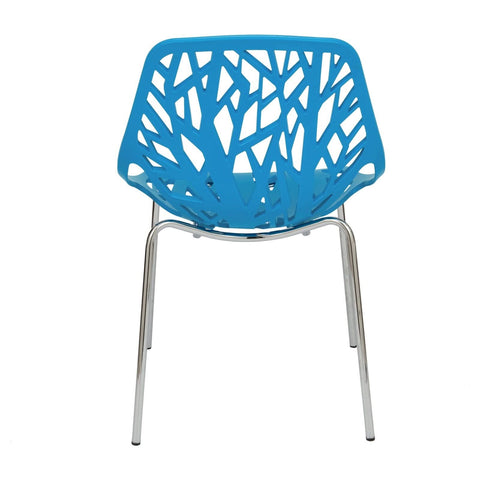 Asbury Polypropylene Dining Side Chair with Forest Cut-Out Design in Chrome