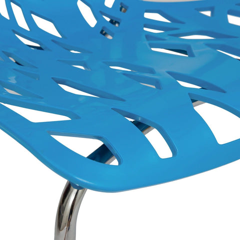 Asbury Polypropylene Dining Side Chair with Forest Cut-Out Design in Chrome