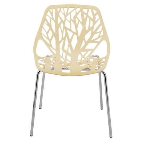 Asbury Polypropylene Dining Side Chair with Forest Cut-Out Design in Chrome