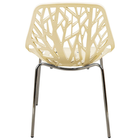 Asbury Polypropylene Dining Side Chair with Forest Cut-Out Design in Chrome