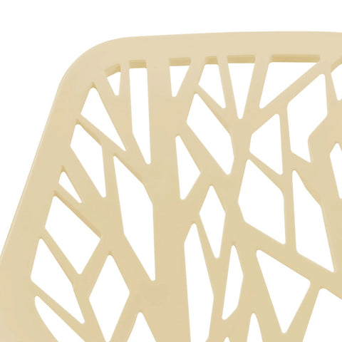 Asbury Polypropylene Dining Side Chair with Forest Cut-Out Design in Chrome