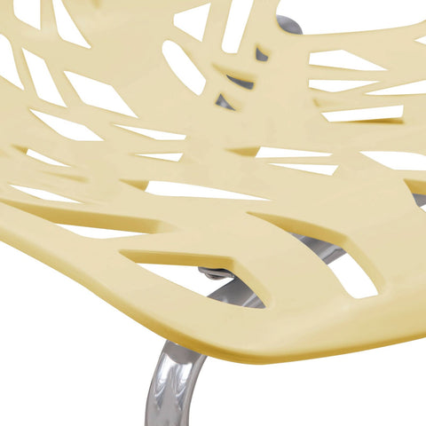 Asbury Polypropylene Dining Side Chair with Forest Cut-Out Design in Chrome