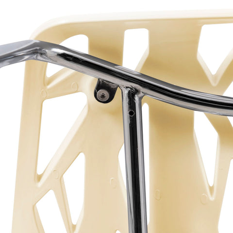 Asbury Polypropylene Dining Side Chair with Forest Cut-Out Design in Chrome