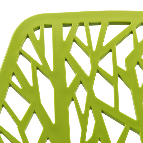 Asbury Polypropylene Dining Side Chair with Forest Cut-Out Design in Chrome