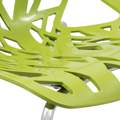 Asbury Polypropylene Dining Side Chair with Forest Cut-Out Design in Chrome