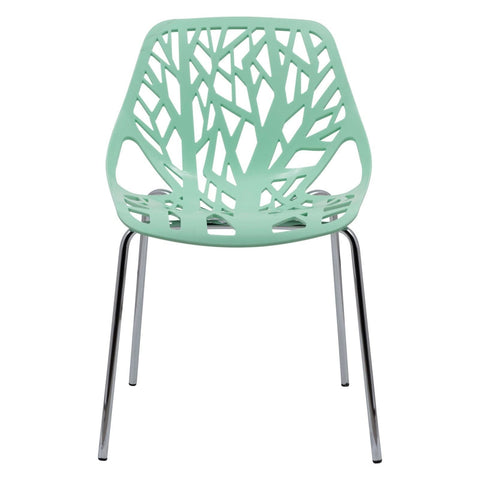 Asbury Polypropylene Dining Side Chair with Forest Cut-Out Design in Chrome
