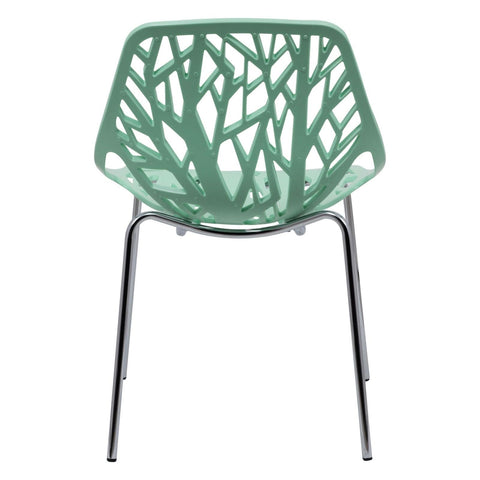 Asbury Polypropylene Dining Side Chair with Forest Cut-Out Design in Chrome