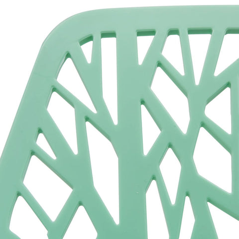 Asbury Polypropylene Dining Side Chair with Forest Cut-Out Design in Chrome