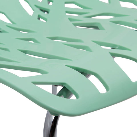 Asbury Polypropylene Dining Side Chair with Forest Cut-Out Design in Chrome