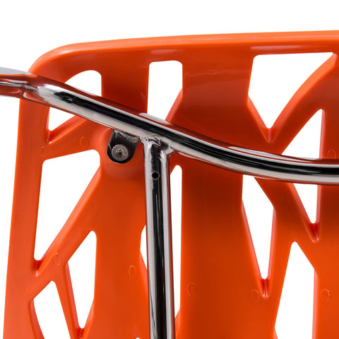 Asbury Polypropylene Dining Side Chair with Forest Cut-Out Design in Chrome
