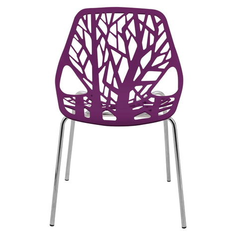 Asbury Polypropylene Dining Side Chair with Forest Cut-Out Design in Chrome