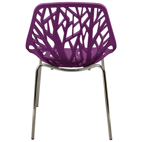 Asbury Polypropylene Dining Side Chair with Forest Cut-Out Design in Chrome